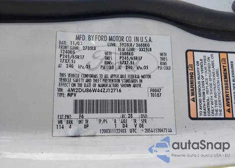 2004 Mercury Mountaineer из США, поврежденный, VIN 4M2DU86W44ZJ12716